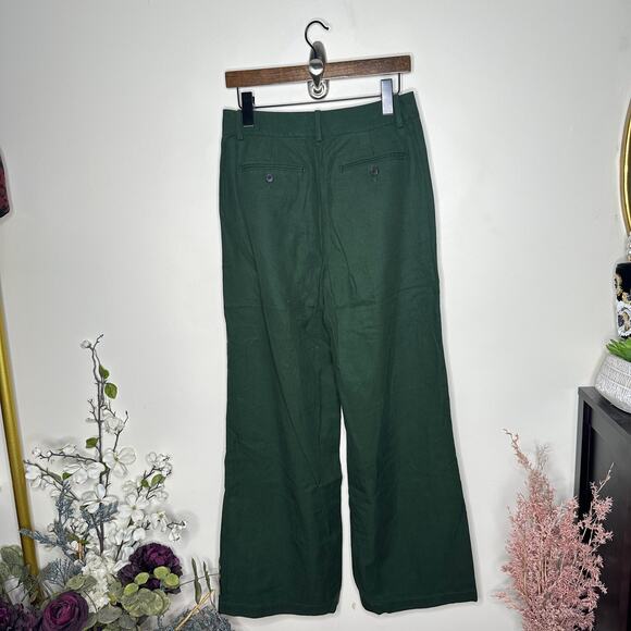 MADEWELL The Harlow Wide Leg Pant Drapey Twill Dark Forest Green Sz 4 {M46} - Picture 3 of 5